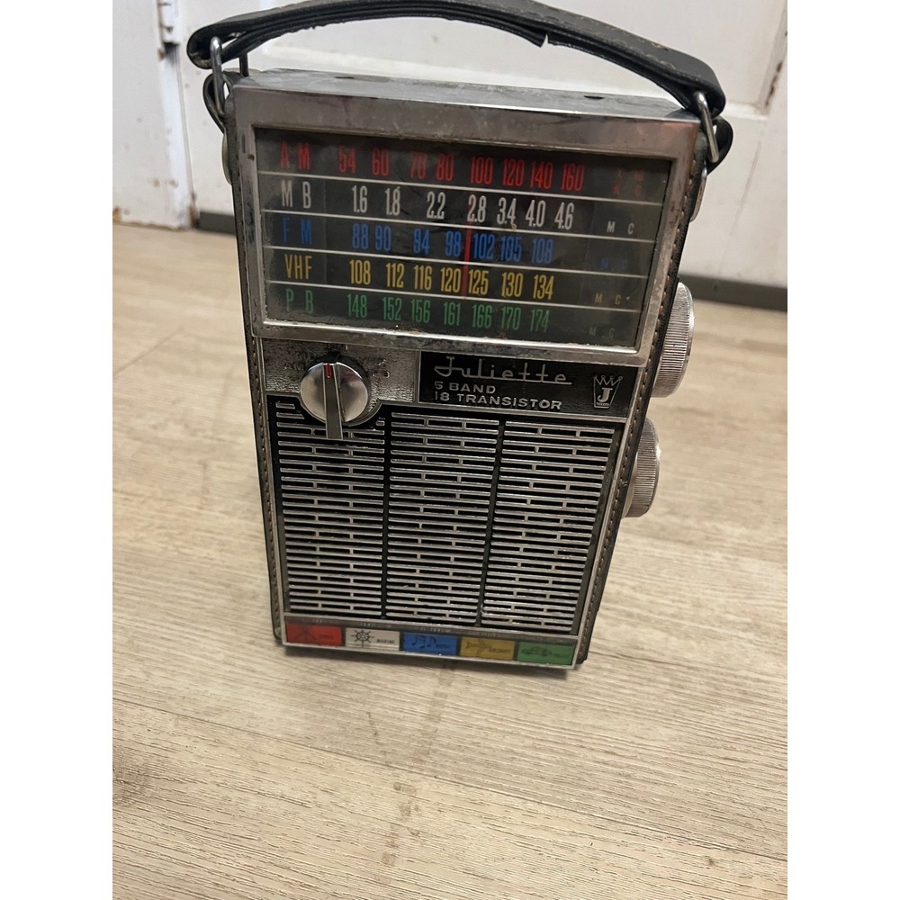 Juliette 5 Band 18 Transistor Portable Radio AM‎ FM MB VHF PB Black Vtg working!